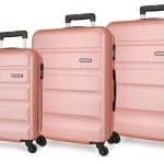 ROLL ROAD FLEX set kofera 3/1 – poweder pink čvrsti koferi sa kombinacionom bravom