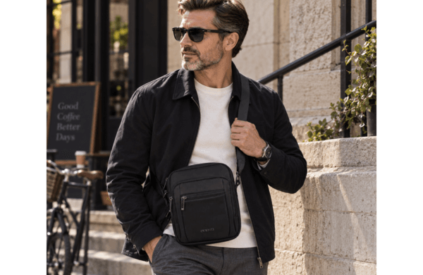 ENOVA BUSINESS muška crna torba na rame 17 × 22 × 7 cm