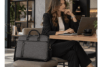 ENOVA BUSINESS siva torba za laptop 15,6″ sa detaljima od eko kože