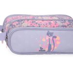 ENSO SO PRETTY prazna pernica sa 3 pregrade u lila boji sa motivom mace