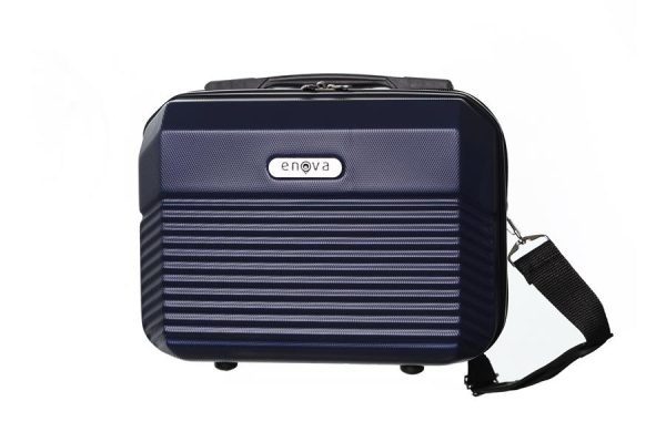 Enova CAPRI neseser od ABS materijala u teget boji, sa kaišem i Enova logom na prednjoj strani.
