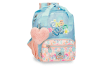 Enso BUBBLES ranac za vrtić u pastelno plavim i roze tonovima sa pufnastim srcem – dečiji ranac u sobi devojčice
