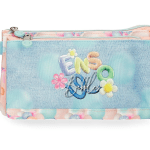 Enso BUBBLES prazna pernica sa 3 pregrade u pastelnim bojama, školска pernica sa mehurićima i cvetićima, idealna za organizaciju pribora.