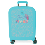 Enso JUNGLE MOOD tirkizni kofer 55 cm sa tropskim 3D detaljima i cvetovima