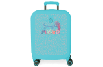 Enso JUNGLE MOOD tirkizni kofer 55 cm sa tropskim 3D detaljima i cvetovima