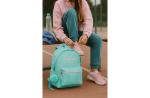 Pepe Jeans NORA školski ranac u mint boji sa cvetnim dezenom i pufnastim priveskom