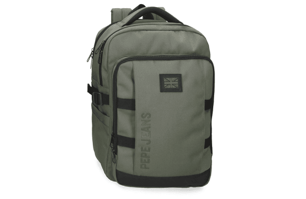 Pepe Jeans Matlock ranac za laptop, vodootporni ranac od poliestera i eko kože u khaki boji, sa pregradom za laptop i tablet.
