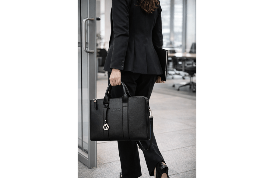 Pepe Jeans ELIA crna torba za dokumenta od eko kože sa ručkama i podesivim kaišem