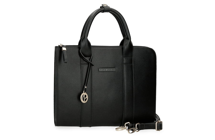 Pepe Jeans ELIA crna torba za dokumenta od eko kože sa ručkama i podesivim kaišem