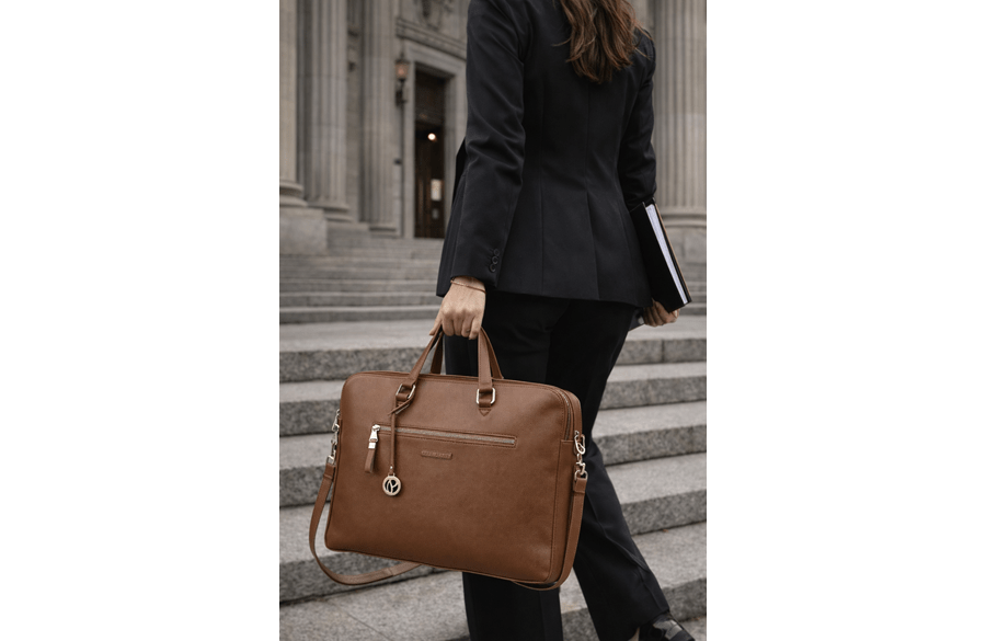 Pepe Jeans ELIA braon torba za laptop od eko kože, poslovna ženska torba sa odeljkom za laptop - lifestyle