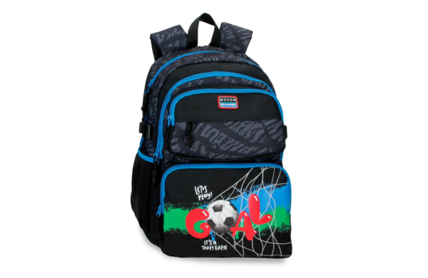 MOVOM OFFSIDE ranac za školu crni sa plavim detaljima i fudbalskim motivom GOAL 32x45x19 cm