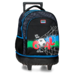 MOVOM OFFSIDE ranac sa točkićima crni sa plavim detaljima i fudbalskim motivom 32x43x21 cm