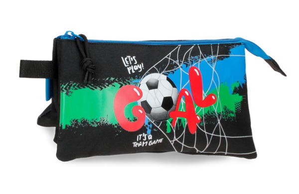 MOVOM OFFSIDE prazna pernica sa 3 pregrade crna plava fudbalski motiv