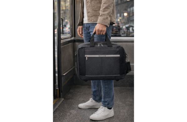 Movom Trimmed putna torba sa prednjim otvaranjem, crna sportska i putna torba sa unutrašnjim trakama i organizacionim džepovima, idealna za vikend putovanja i trening