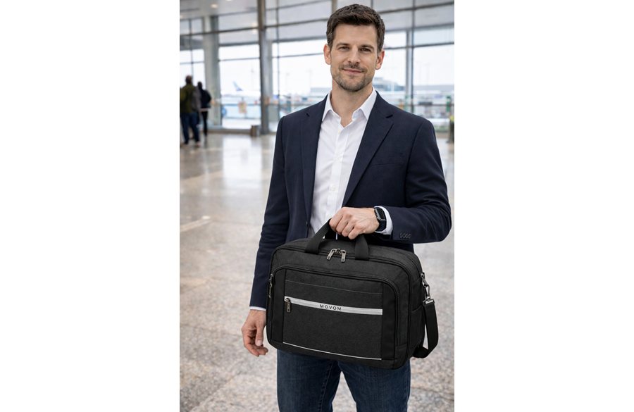 Movom Trimmed putna torba sa prednjim otvaranjem, crna sportska i putna torba sa unutrašnjim trakama i organizacionim džepovima, idealna za vikend putovanja i trening