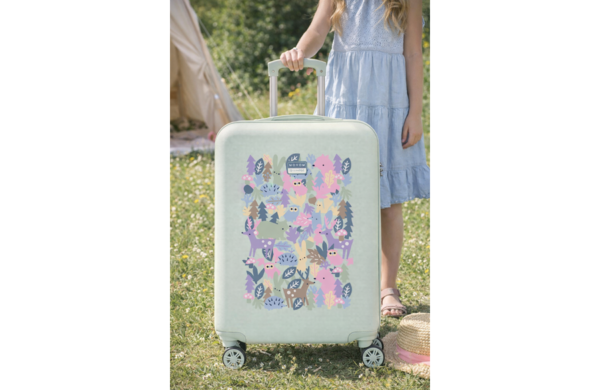 MOVOM FOREST dečiji kofer 55 cm pastelno zeleni ABS kofer sa motivima šumskih životinja i četiri dupla točkića