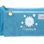 ENSO HAPPINESS prazna pernica sa tri pregrade u plavoj boji sa motivom bele rade