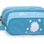 ENSO HAPPINESS prazna pernica sa tri pregrade u plavoj boji sa motivom bele rade