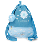 ENSO HAPPINES dečija torba za sport plave boje sa motivom bele rade i prednjim džepom