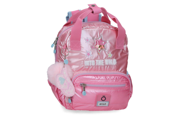 ENSO INTO THE WILD, ENSO ranac, ranac za vrtić, dečiji ranac, pink ranac, ranac za devojčice, vrtićki ranac, mali ranac, ranac sa priveskom, ranac sa zvezdicama, Enso Srbija, dečiji ranac pink, ranac za predškolsko, ranac za vrtić devojčice, ranac 23x28x10, ranac za užinu, kvalitetan dečiji ranac, španski brend Enso