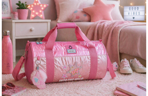 ENSO INTO THE WILD dečija pink putna torba sa zvezdanim motivima i podesivim kaišem