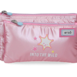 ENSO INTO THE WILD prazna pernica sa 3 pregrade u pink boji sa motivom zvezde i tri rajsferšlus pregrade