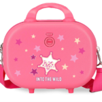ENSO INTO THE WILD dečiji neseser 29x21x15 cm. Tvrdi ABS neseser roze boje sa dva odeljka, ogledalom i trakom za kofer. Idealan za putovanja.