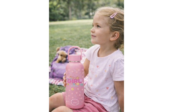 ENSO GIRL ZONE dečiji termos 500 ml roze sa cvetnim dezenom i natpisom Girl Zone