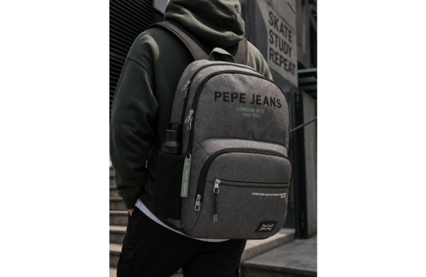 PEPE JEANS Edmon ranac za školu antracit sa dva odeljka i prednjim džepovima