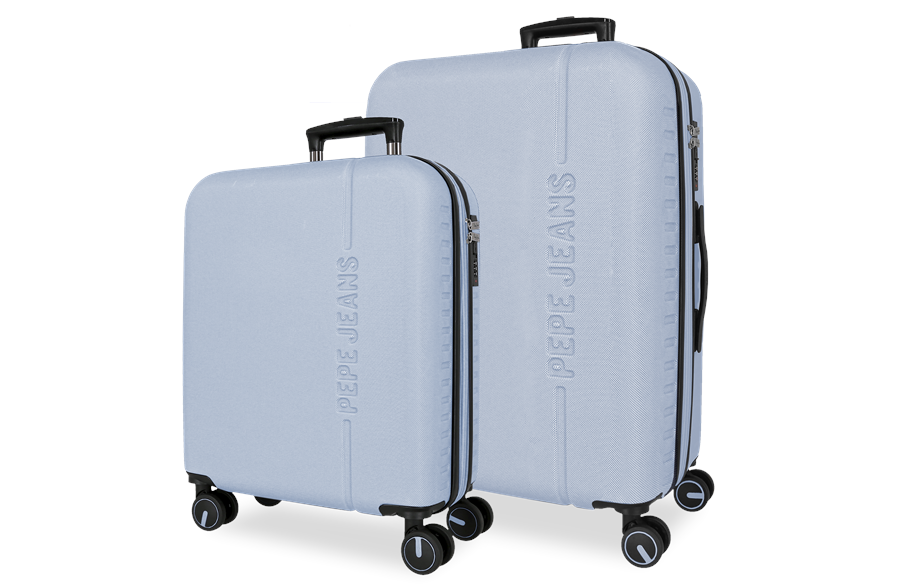 PEPE JEANS MONTANA set kofera 2/1 u pink boji, kabinski kofer 55 cm i veliki kofer 68 cm sa TSA bravom i četiri dupla točkića