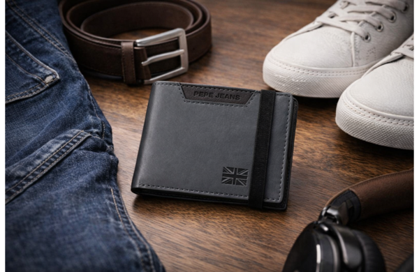 PEPE JEANS INDIANA muški novčanik od prirodne kože model sa elastičnim zatvaranjem i RFID zaštitom