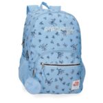 PEPE JEANS OLIVIA svetloplavi školski ranac 44 cm sa dva odeljka i floralnim dezenom