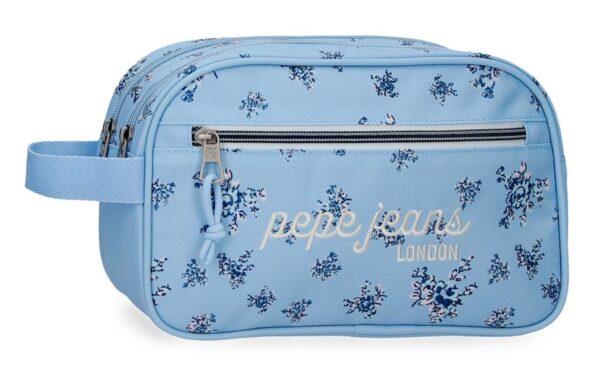 PEPE JEANS OLIVIA ženski neseser sa 2 pregrade u svetloplavoj boji sa floralnim motivima