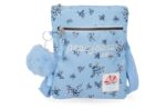 PEPE JEANS OLIVIA svetloplava ženska torba na rame sa floralnim motivima i dekorativnom pufnicom