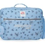 PEPE JEANS OLIVIA ženska školska torba svetloplave boje sa floralnim dezenom i kaišem za rame