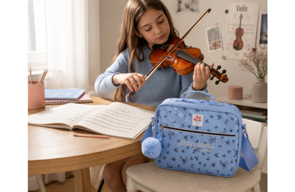 PEPE JEANS OLIVIA ženska školska torba svetloplave boje sa floralnim dezenom i kaišem za rame