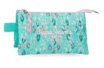 PEPE JEANS SUN prazna pernica sa tri pregrade u tirkiznim i roze tonovima
