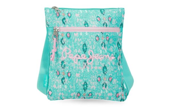 PEPE JEANS SUN ženska torba na rame u tirkiznim i roze tonovima sa prednjim džepom