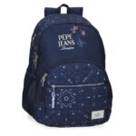 PEPE JEANS LENAY ranac za školu tamnoplavi sa dva odeljka i ornament printom