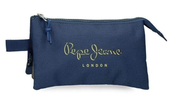 PEPE JEANS ARWYN prazna pernica sa 3 pregrade u teget boji sa sportskim dizajnom