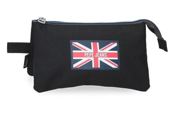 PEPE JEANS HENRY prazna pernica sa 3 pregrade u sportskom plavo-crnom dizajnu