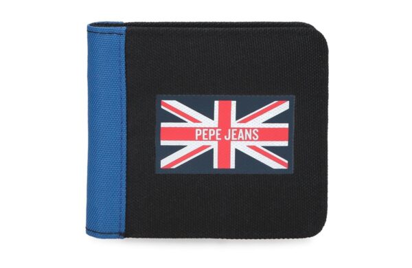 PEPE JEANS HENRY muški sportski novčanik u crnoj i plavoj boji sa pregradama za kartice i džepom za sitninu