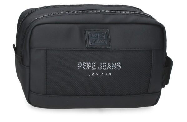 Pepe Jeans Durham muški neseser sa dve pregrade, crni, organizovan unutrašnji prostor, rajsferšlus zatvaranje, ručka i traka za kofer