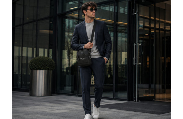 Pepe Jeans DURHAM muška torba na rame crna kompaktna urbana torba sa više pregrada i podesivom naramenicom