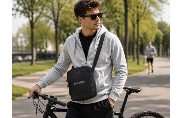 Pepe Jeans DURHAM muška torba na rame sa prostorom za tablet crna urbana torba sa više pregrada i podesivom naramenicom