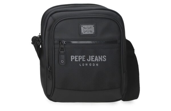 Pepe Jeans DURHAM muška torba na rame sa tri pregrade crna urbana torba sa prostorom za tablet i više džepova
