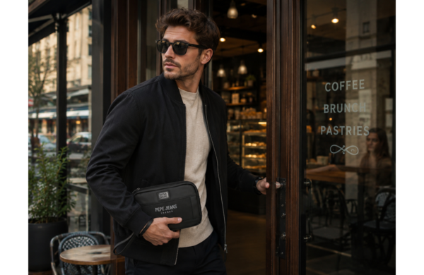 Pepe Jeans Durham muška torbica za ruku crna organizer torbica sa pregradama i ručkom