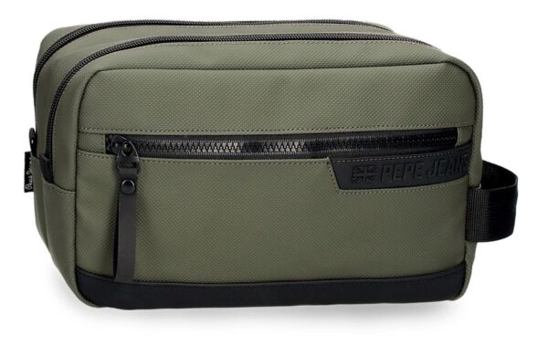 PEPE JEANS DORKING muški neseser sa dve pregrade khaki organizator 26x16x12 cm