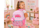 ENSO Girl Zone ranac za vrtić roze sa cvetnim motivima i cvetnim pufnastim priveskom