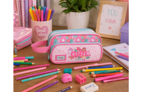 ENSO Girl Zone pernica sa 3 pregrade roze sa cvetnim motivima